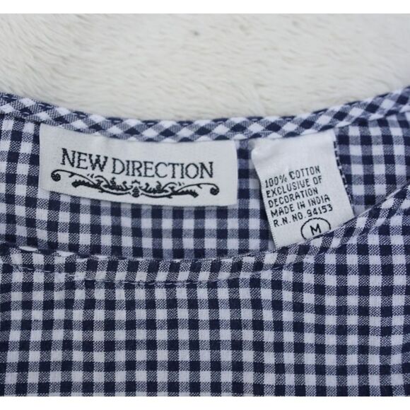 Vintage 90s New Direction Blue Gingham Eyelet Bell Sleeve Blouse - Picture 6 of 6